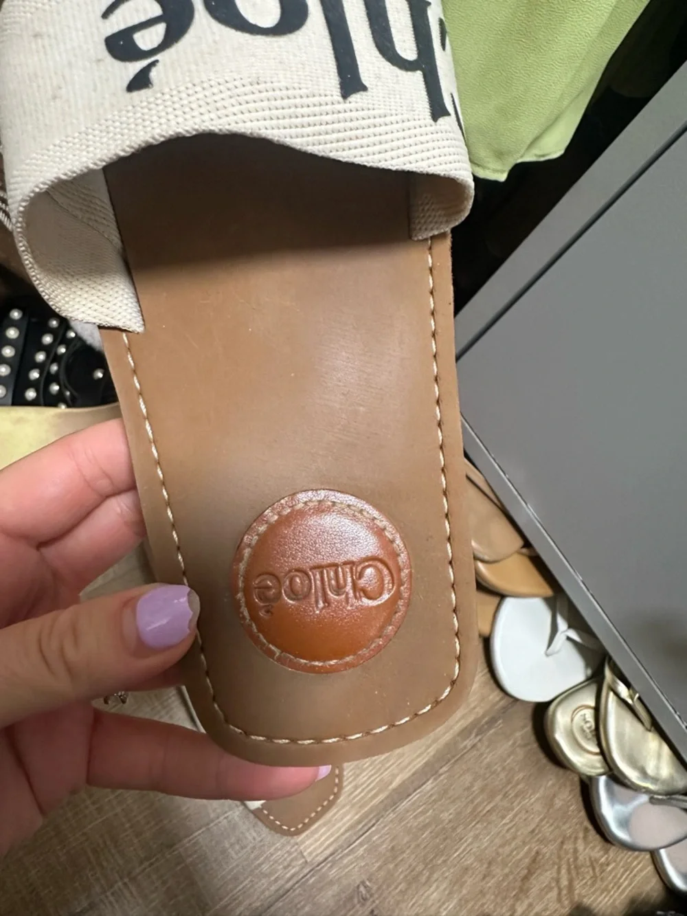 Chloe Logo Canvas Slide Sandal woody - Picture 4 of 7
